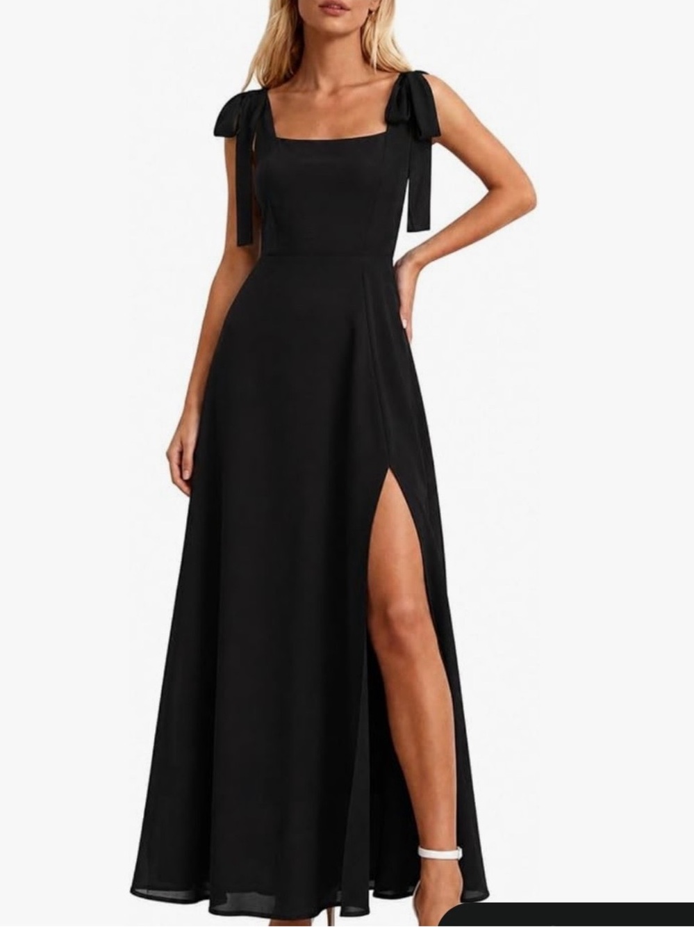 Black formal chiffon dress